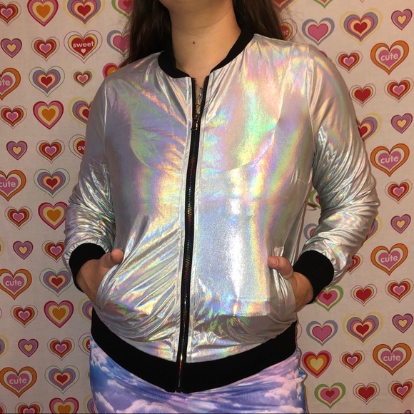silver rainbow jacket